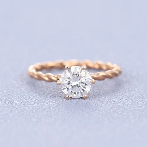 Classic round engagement ring Solitaire diamond ring vintage 6 prong Solitaire ring Dainty Round Cut Solitaire Engagement ring for women