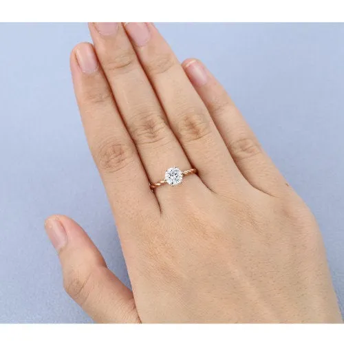 Classic round engagement ring Solitaire diamond ring vintage 6 prong Solitaire ring Dainty Round Cut Solitaire Engagement ring for women