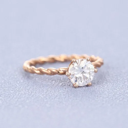 Classic round engagement ring Solitaire diamond ring vintage 6 prong Solitaire ring Dainty Round Cut Solitaire Engagement ring for women