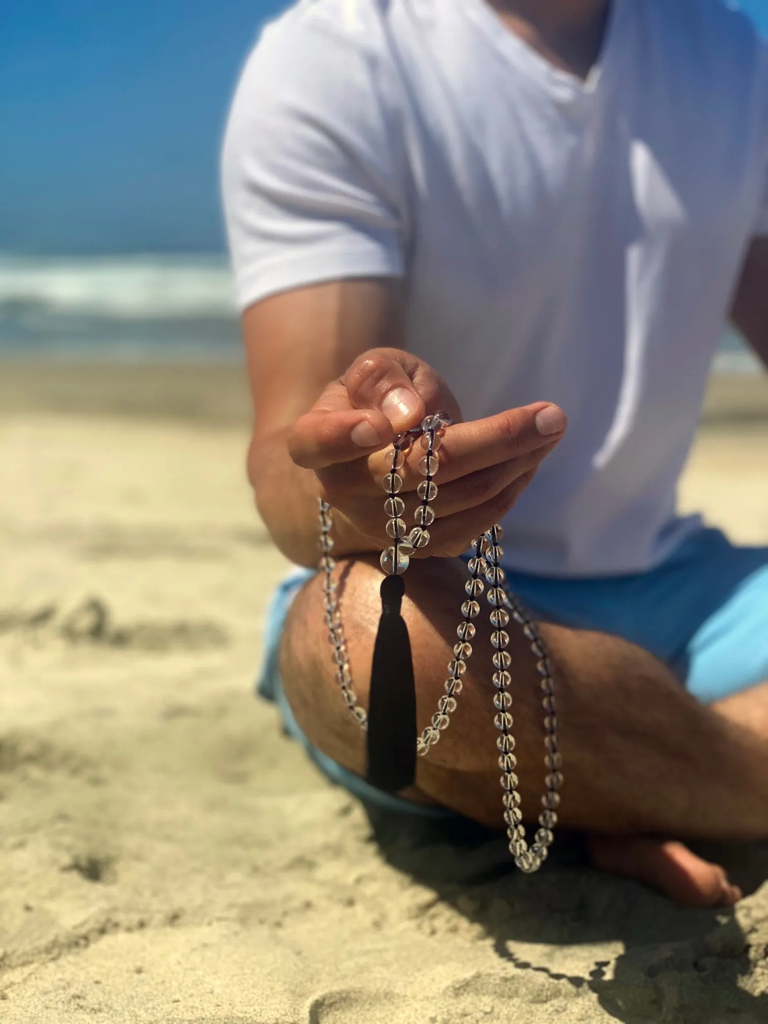 Clear Quartz Mala Beads Necklace - "I am Limitless"