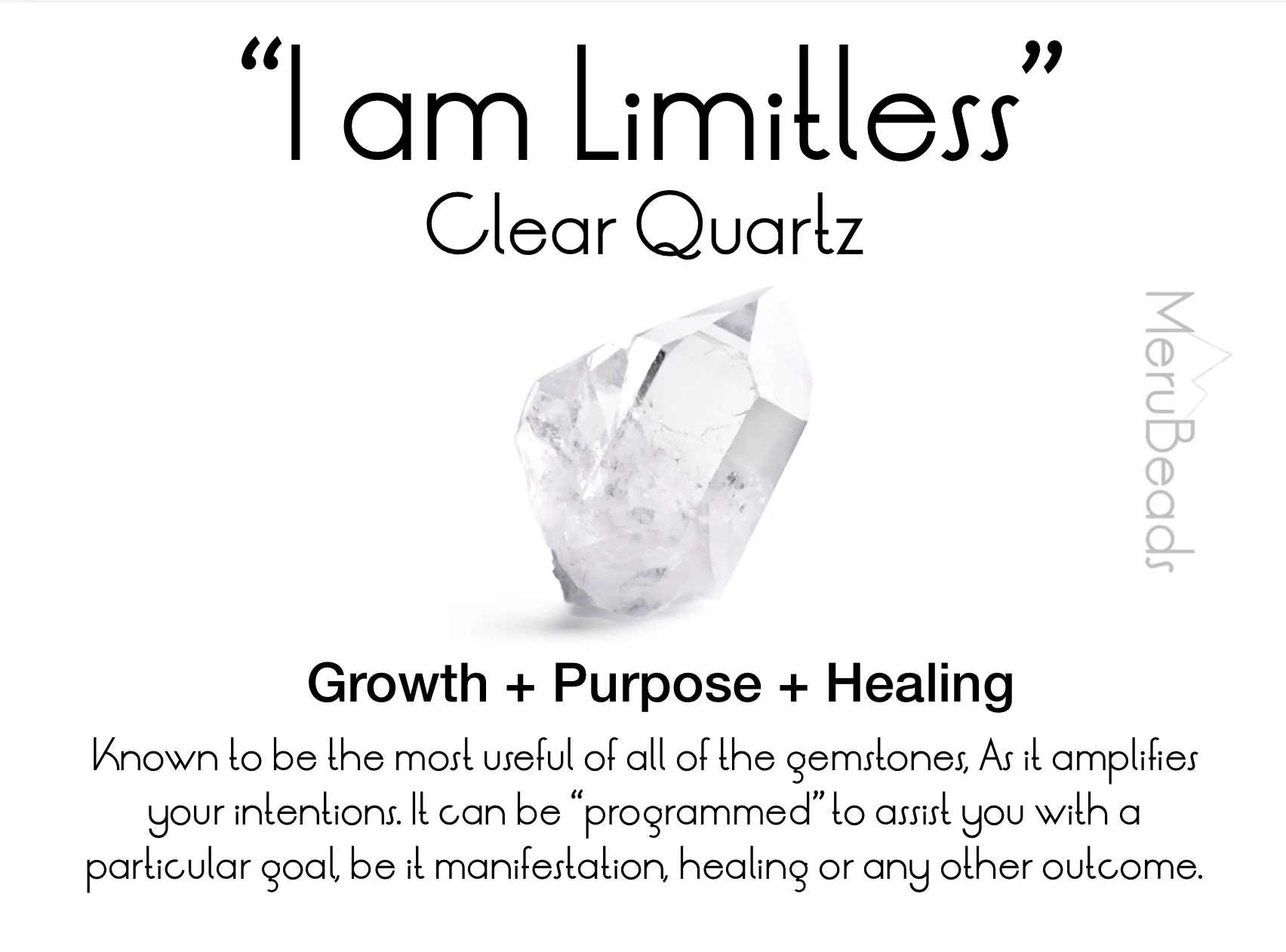 Clear Quartz Mala Beads Necklace - "I am Limitless"