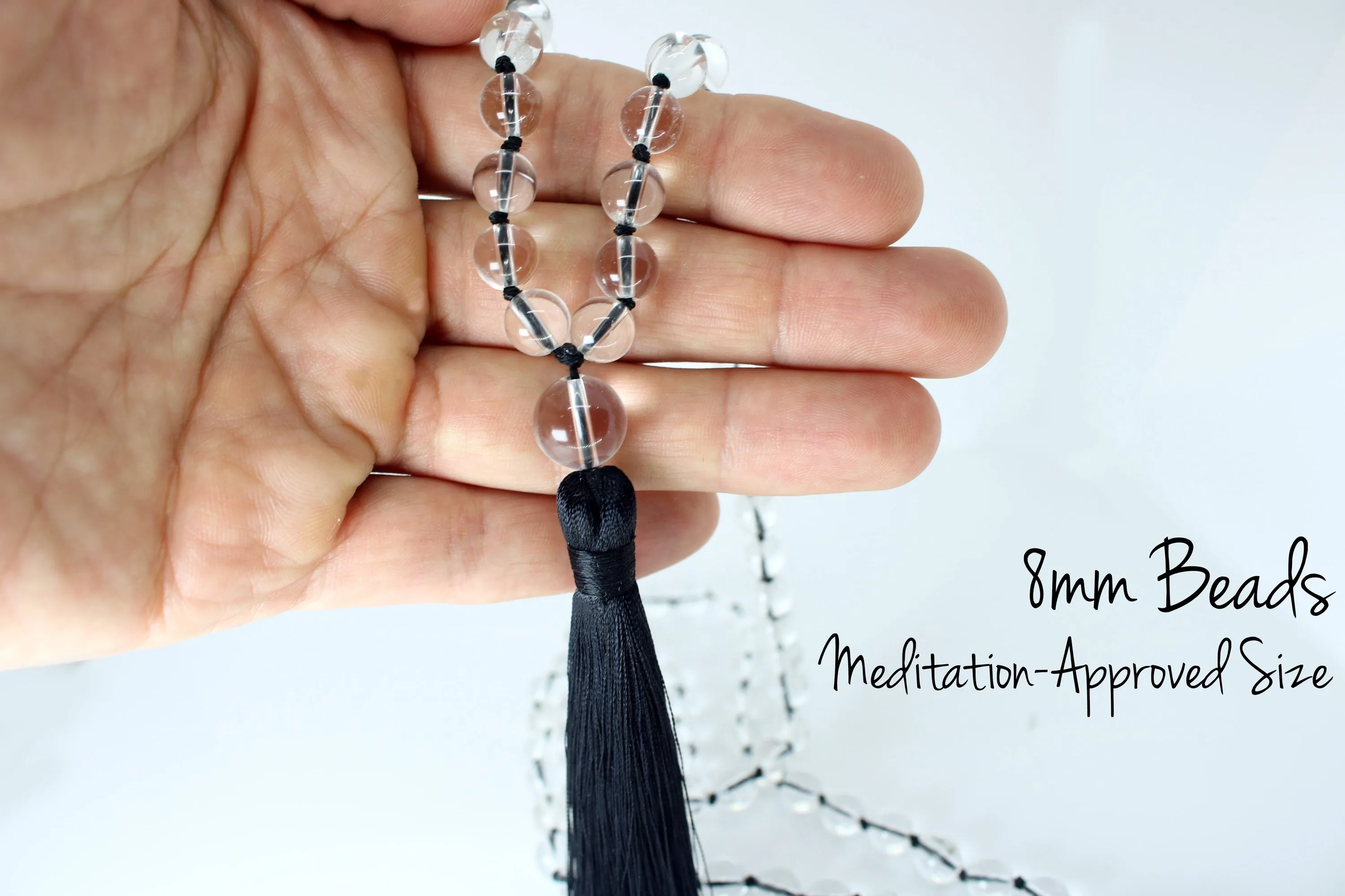 Clear Quartz Mala Beads Necklace - "I am Limitless"