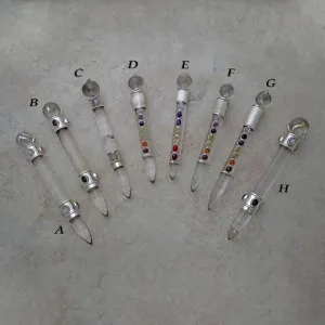 Clear quartz silver, gold and gemstone wands