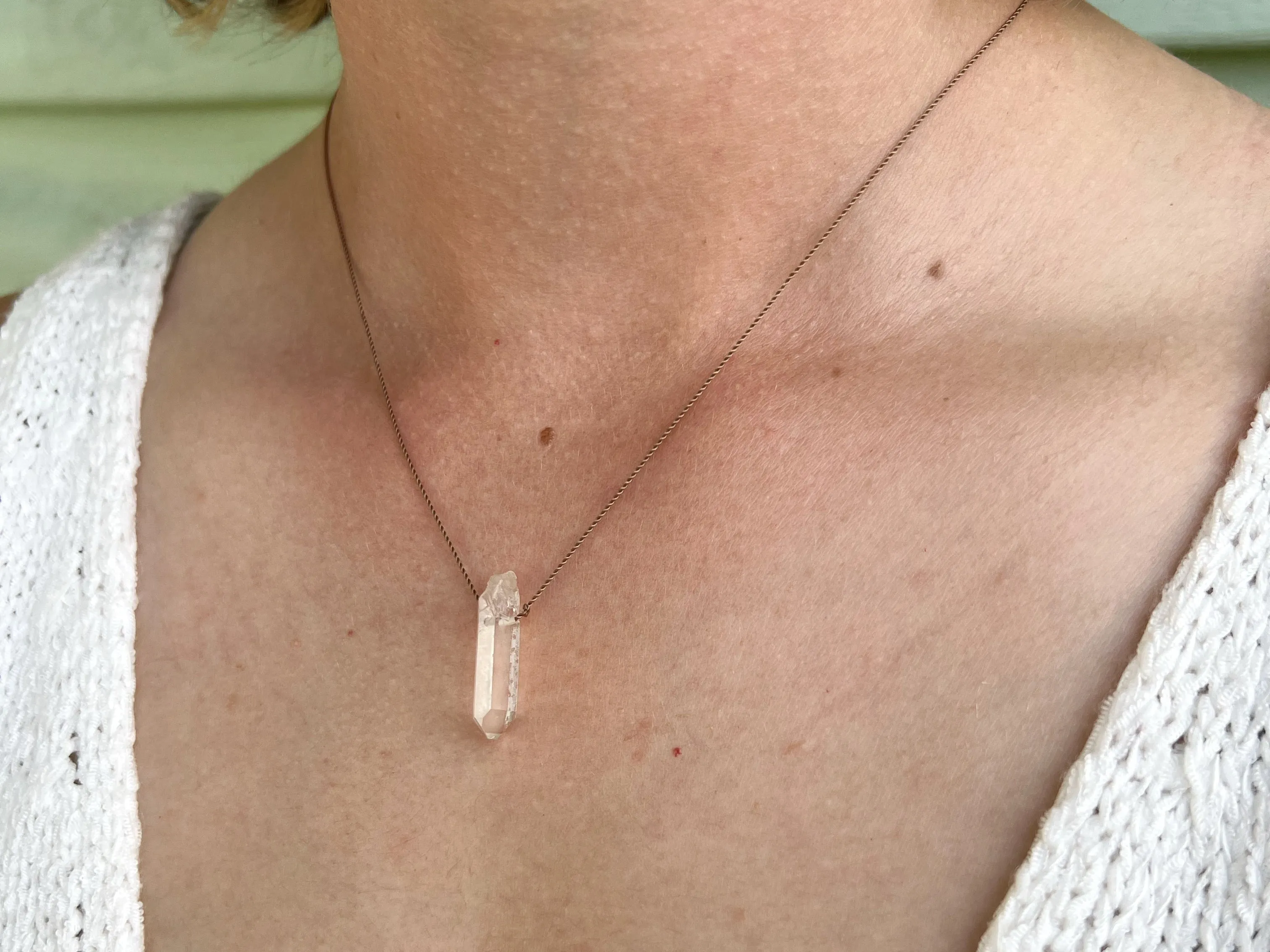 Clear Quartz Wand Cord Necklace