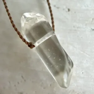 Clear Quartz Wand Cord Necklace