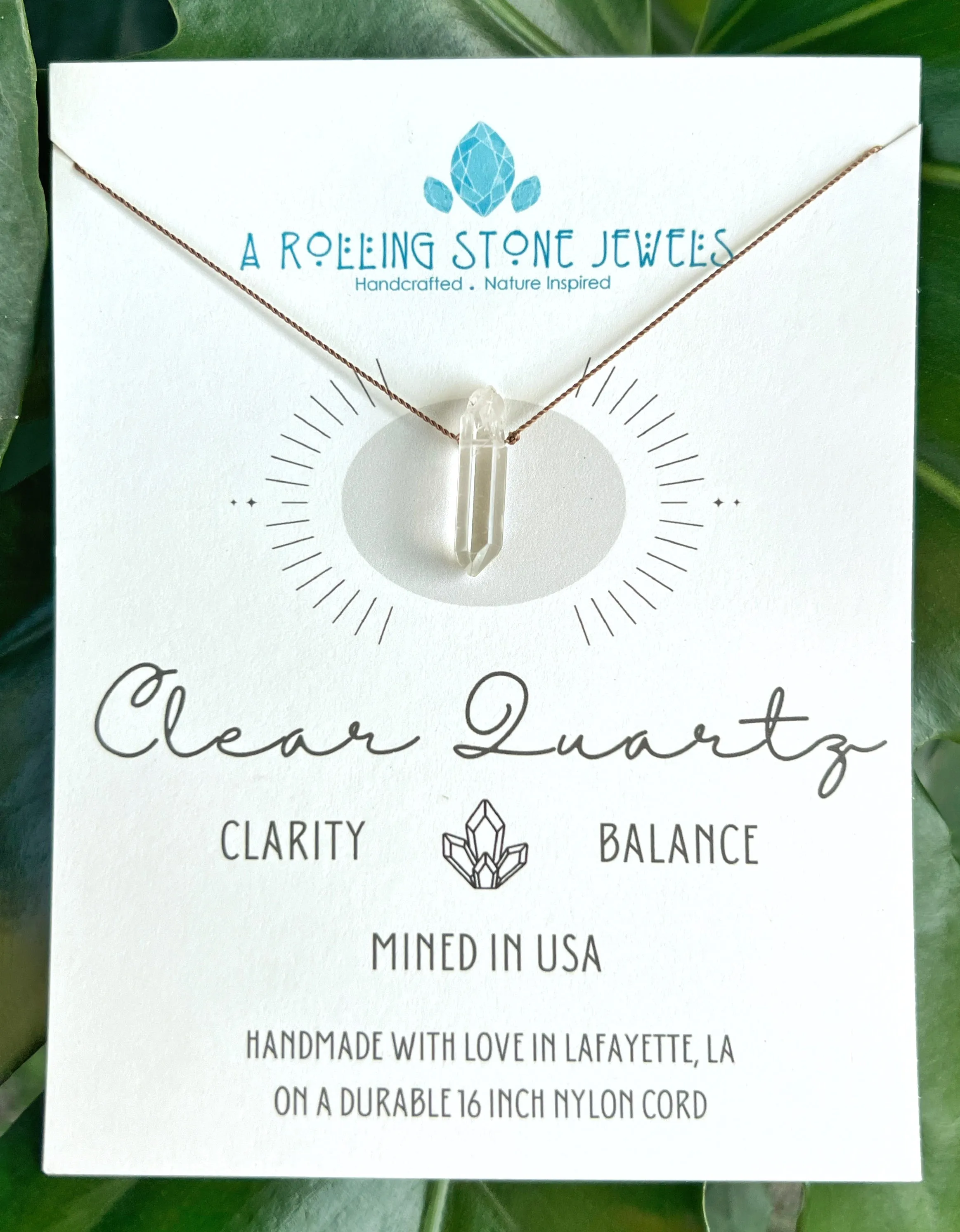 Clear Quartz Wand Cord Necklace