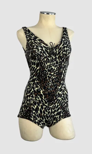 COLE Of CALIFORNIA 60s Leopard Bathing Suit • Small