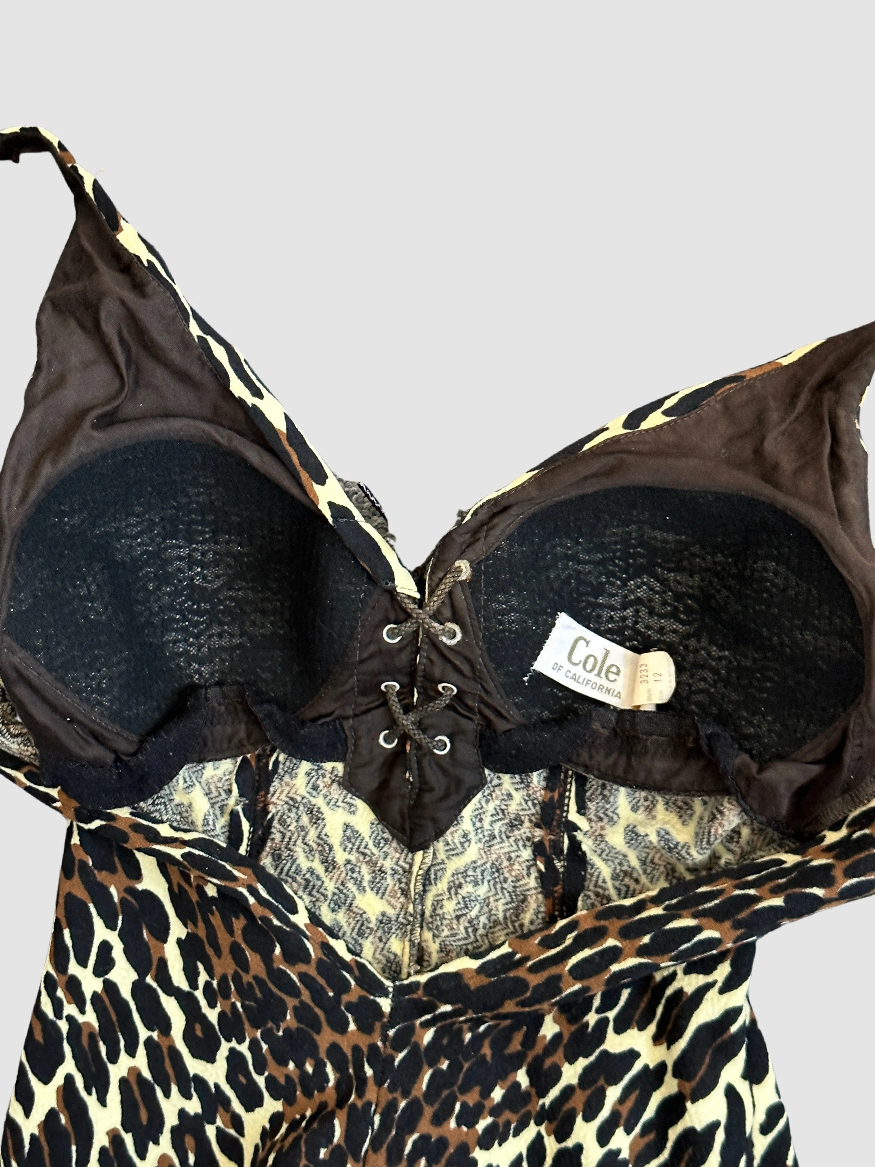 COLE Of CALIFORNIA 60s Leopard Bathing Suit • Small