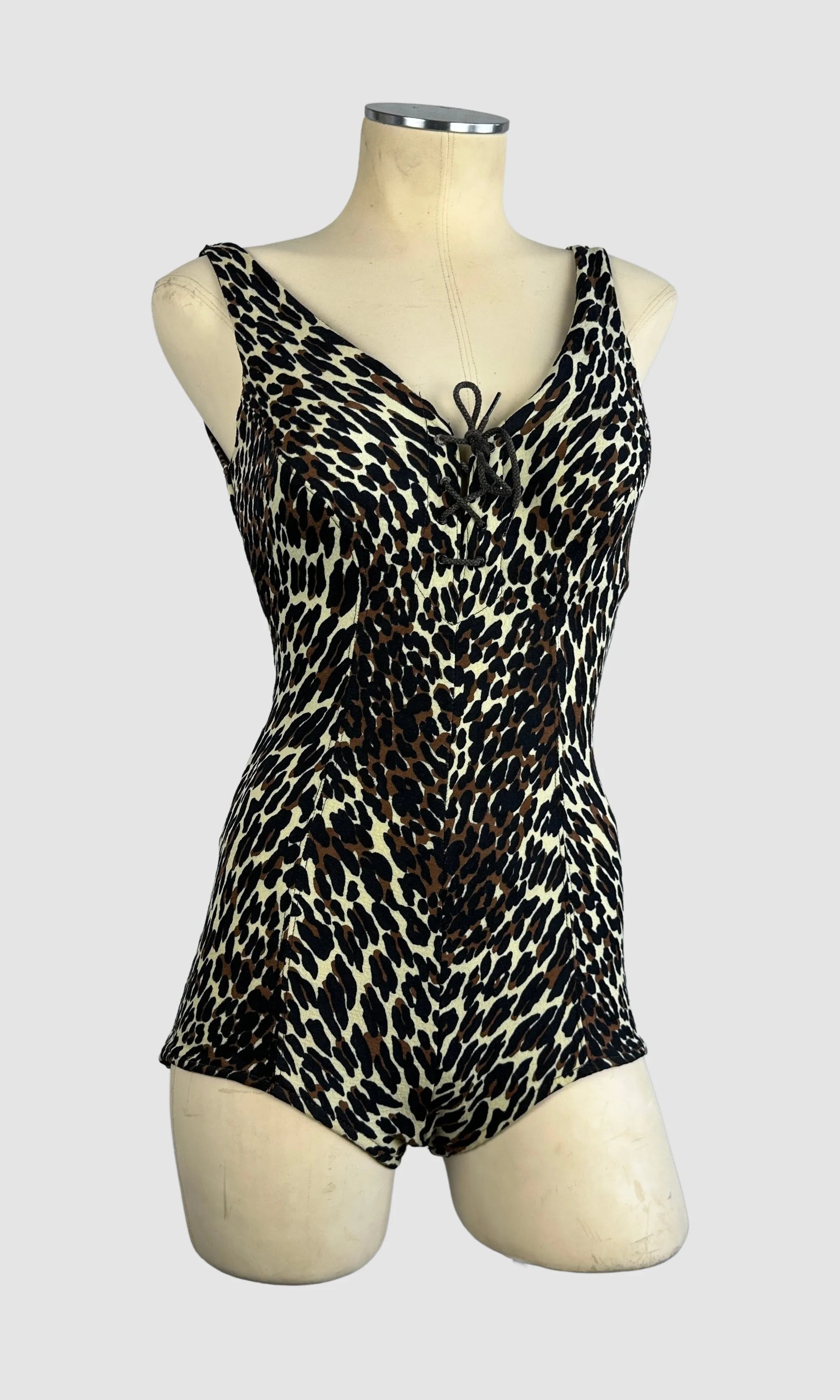 COLE Of CALIFORNIA 60s Leopard Bathing Suit • Small