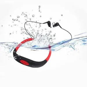 Color: Red/Black - Aqua Tunes Bluetooth Waterproof Sports Headphones
