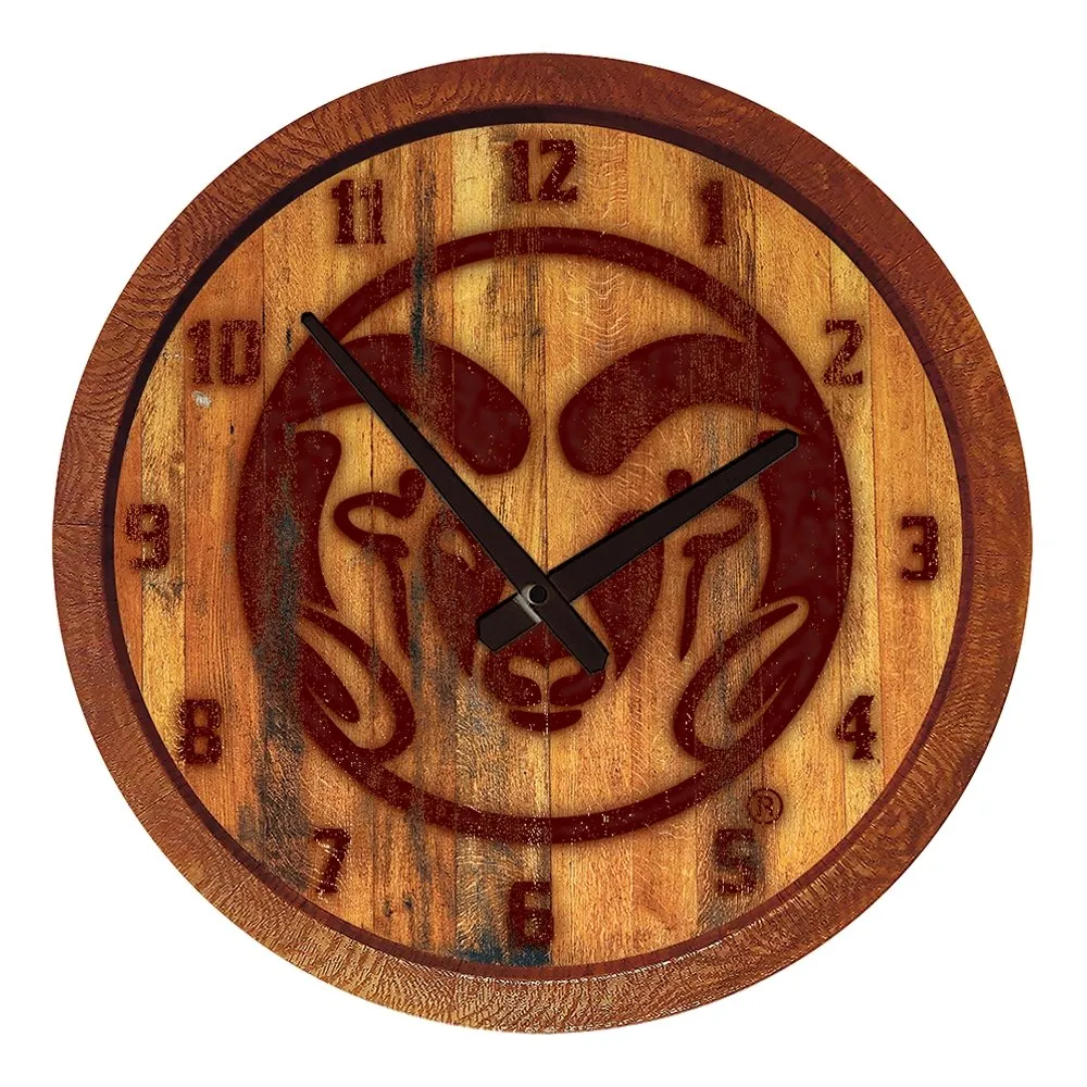 Colorado State Rams: Branded "Faux" Barrel Top Wall Clock