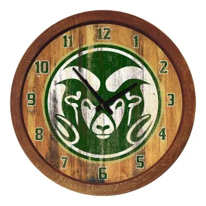 Colorado State Rams: Weathered "Faux" Barrel Top Wall Clock