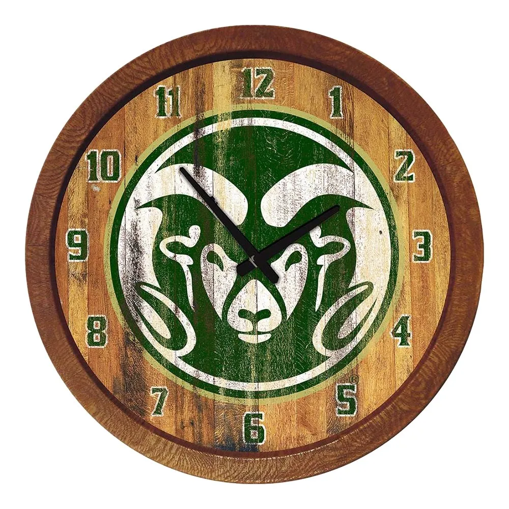 Colorado State Rams: Weathered "Faux" Barrel Top Wall Clock
