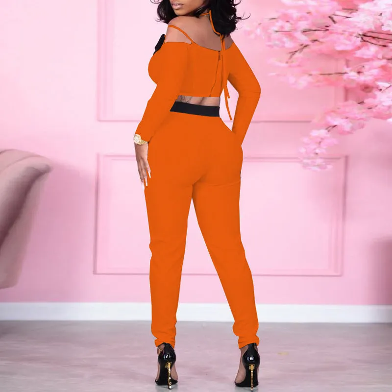 Colorlock Cold Shoulder Button Detailed Two Piece Set