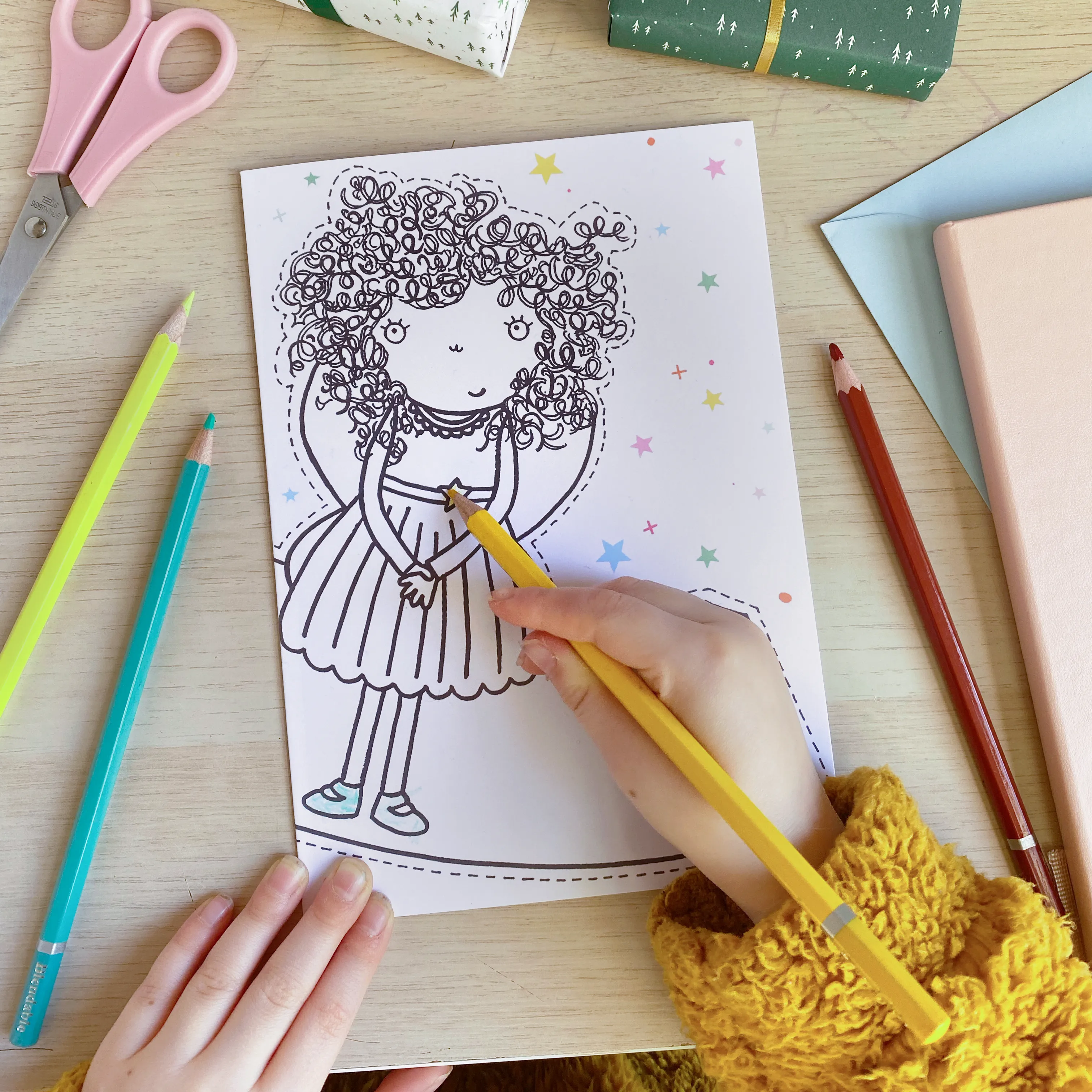 Colour In Fairy Tree Topper Christmas Card