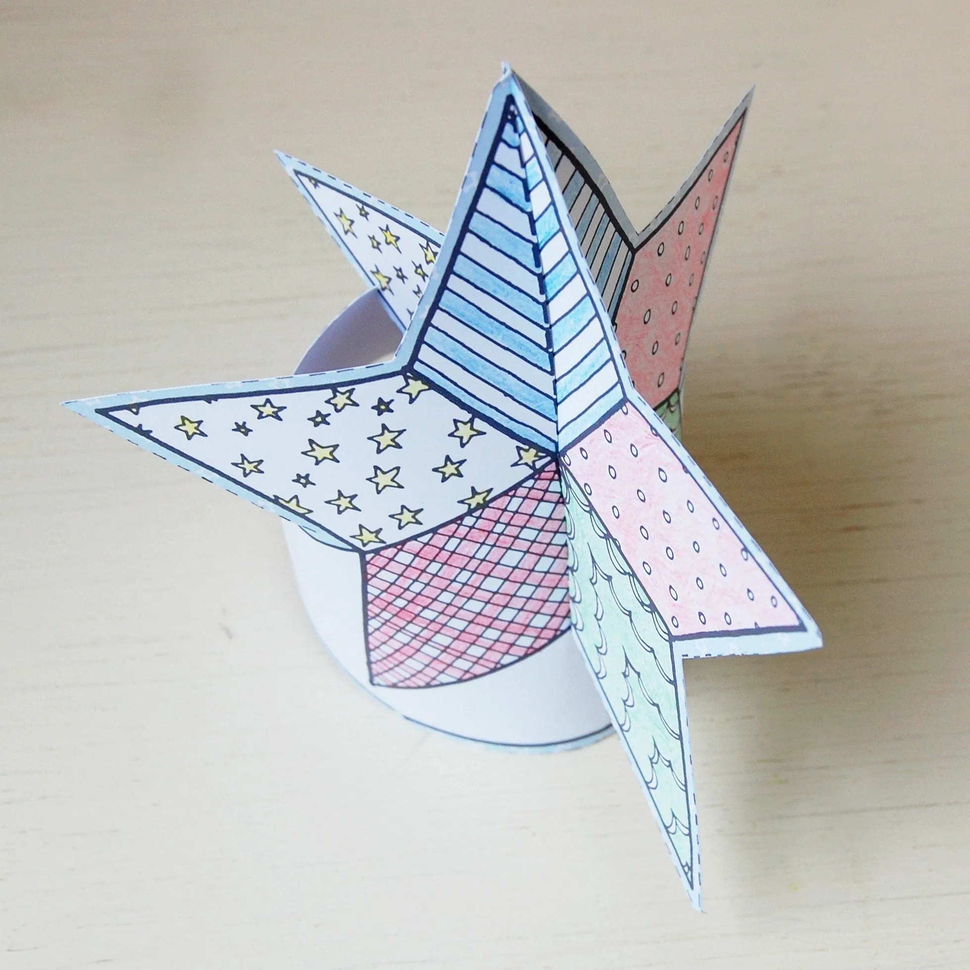 Colour In Star Tree Topper Christmas Card