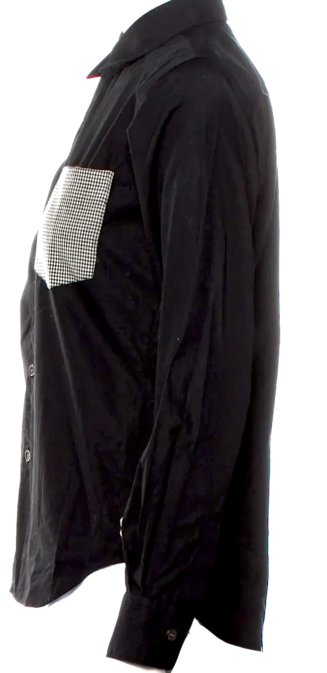 Comme des Garcons Japan. Black Button Up Top/Blouse with Contrast Accent Pocket