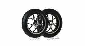 Complete Wheel Set (front rear incl. mounting kit) BGM PRO SPORT 13-inch Gloss Black | DUNLOP ScootSmart 130 140/60-13 | Vespa GTS, GTS Super, GTV, Sei Giorni, GT 60, GT, GT L 125-300cc