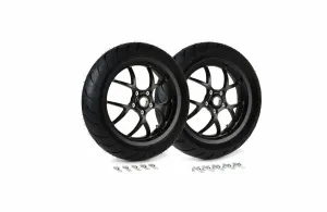 Complete Wheel Set (front rear incl. mounting kit) BGM PRO SPORT 13-inch Matt Black | DUNLOP ScootSmart 130 140/60-13 | Vespa GTS, GTS Super, GTV, Sei Giorni, GT 60, GT, GT L 125-300cc
