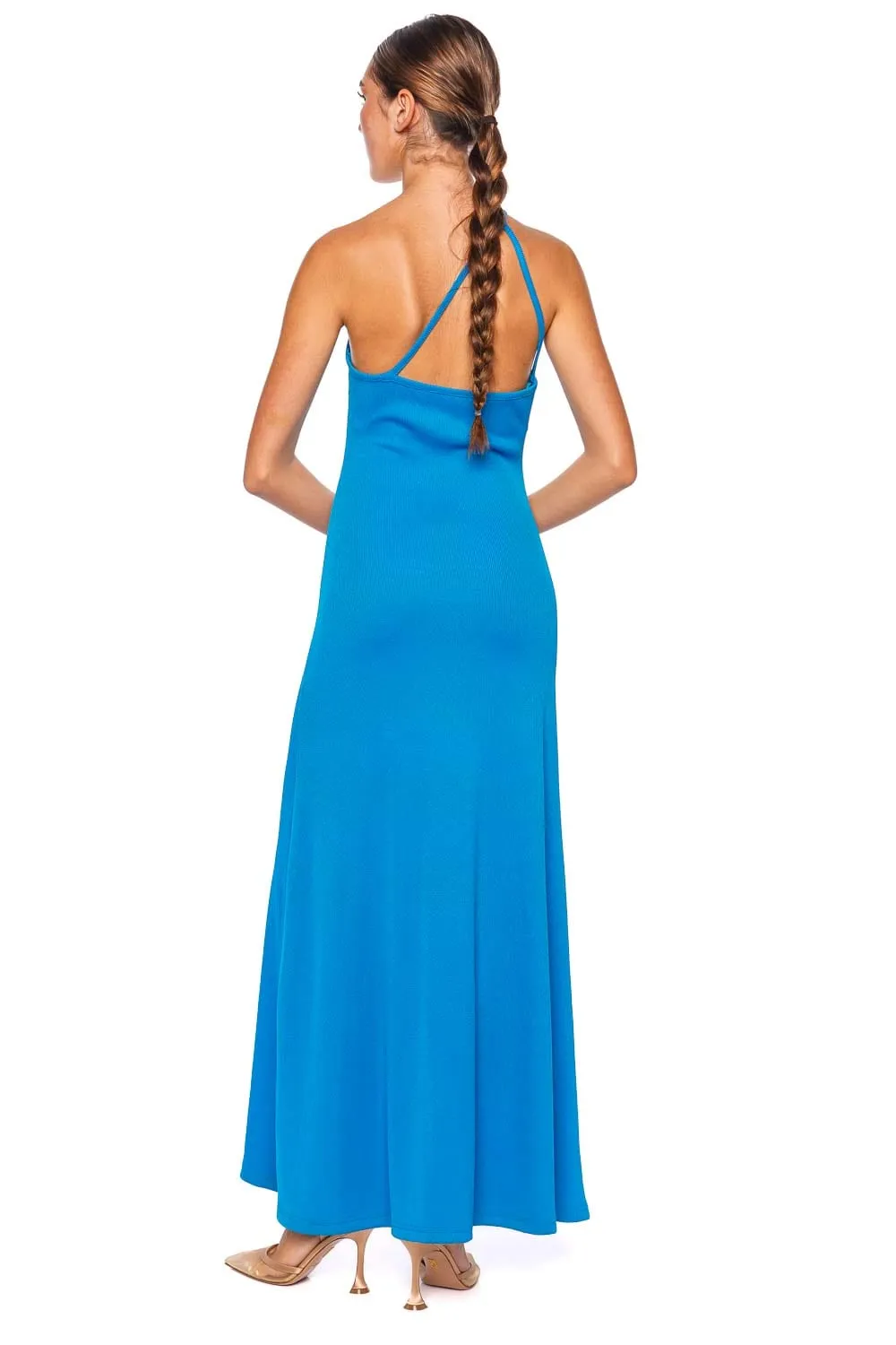 Concave Stone Ribbed Knit Maxi Dress
