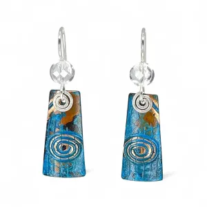 Copper Blue Patina and Sterling Earrings