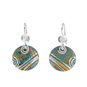 Copper Blue Patina and Sterling Earrings