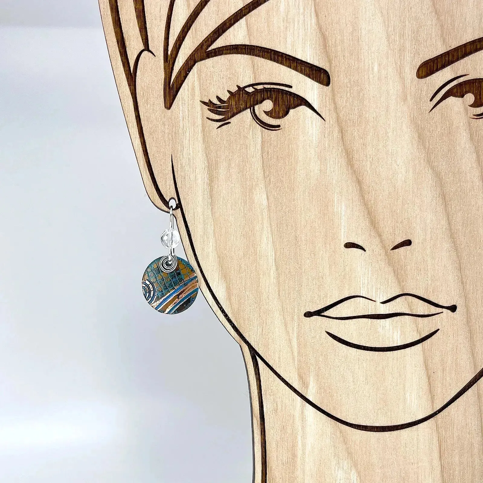 Copper Blue Patina and Sterling Earrings