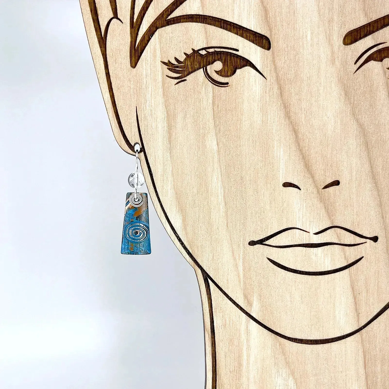 Copper Blue Patina and Sterling Earrings