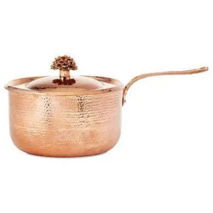 Copper Saucepan 8.6 qt with Flower Lid