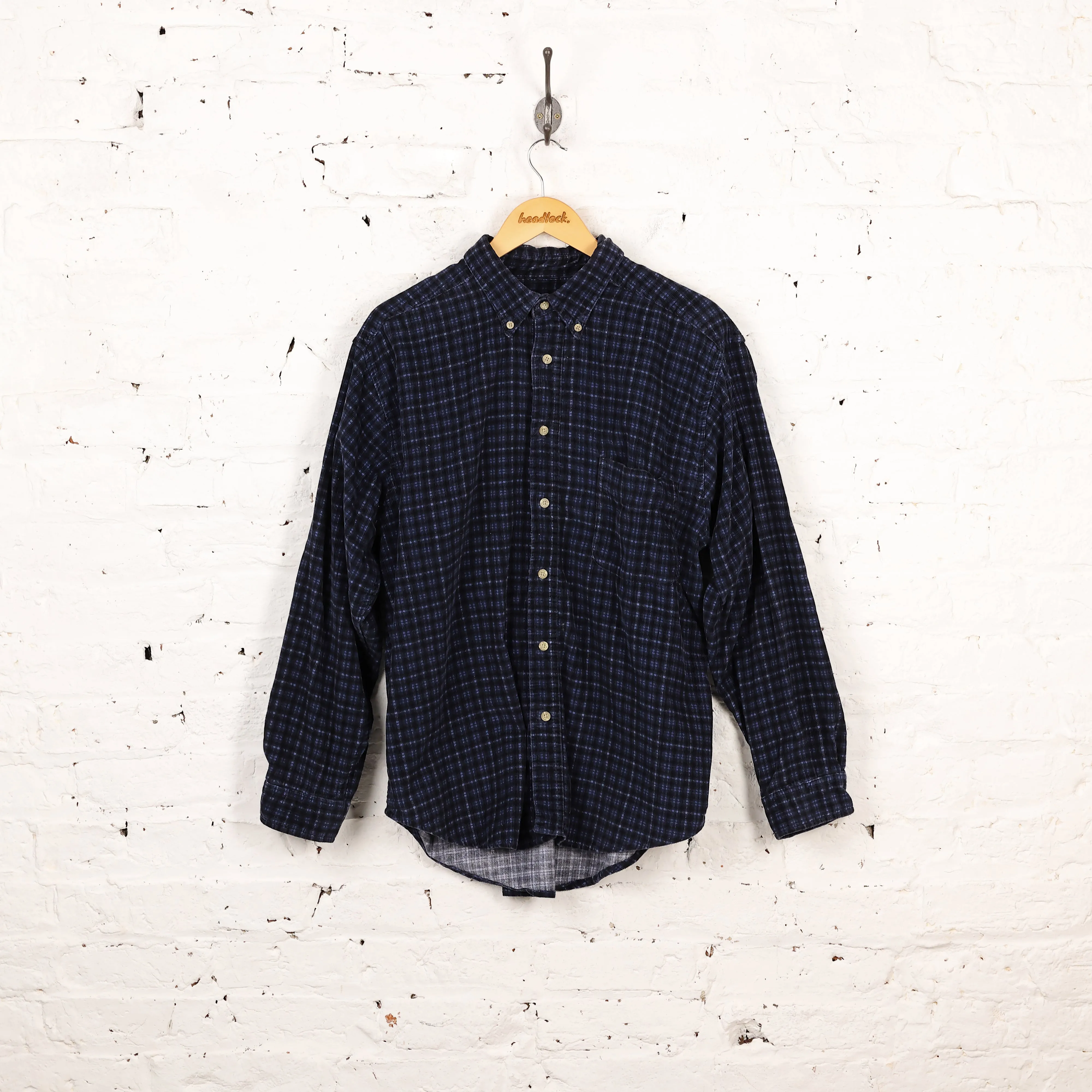 Corduroy Check Shirt - Blue - XL