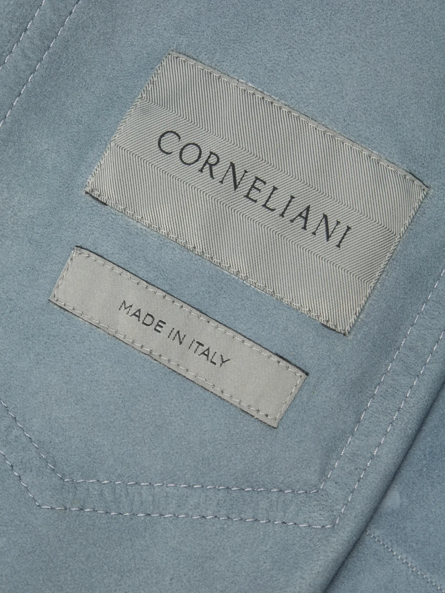 Corneliani Light Blue Lambskin Suede Overshirt