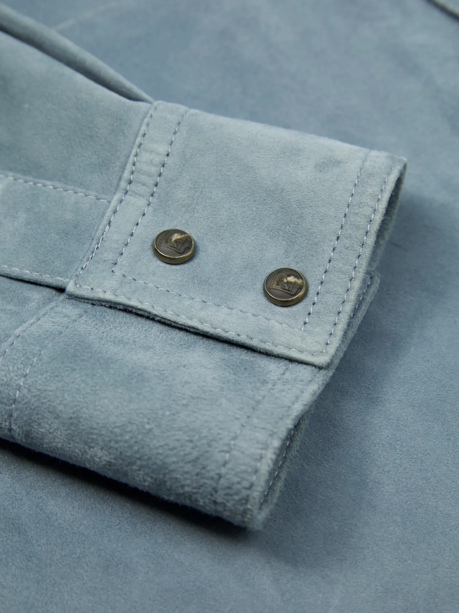 Corneliani Light Blue Lambskin Suede Overshirt