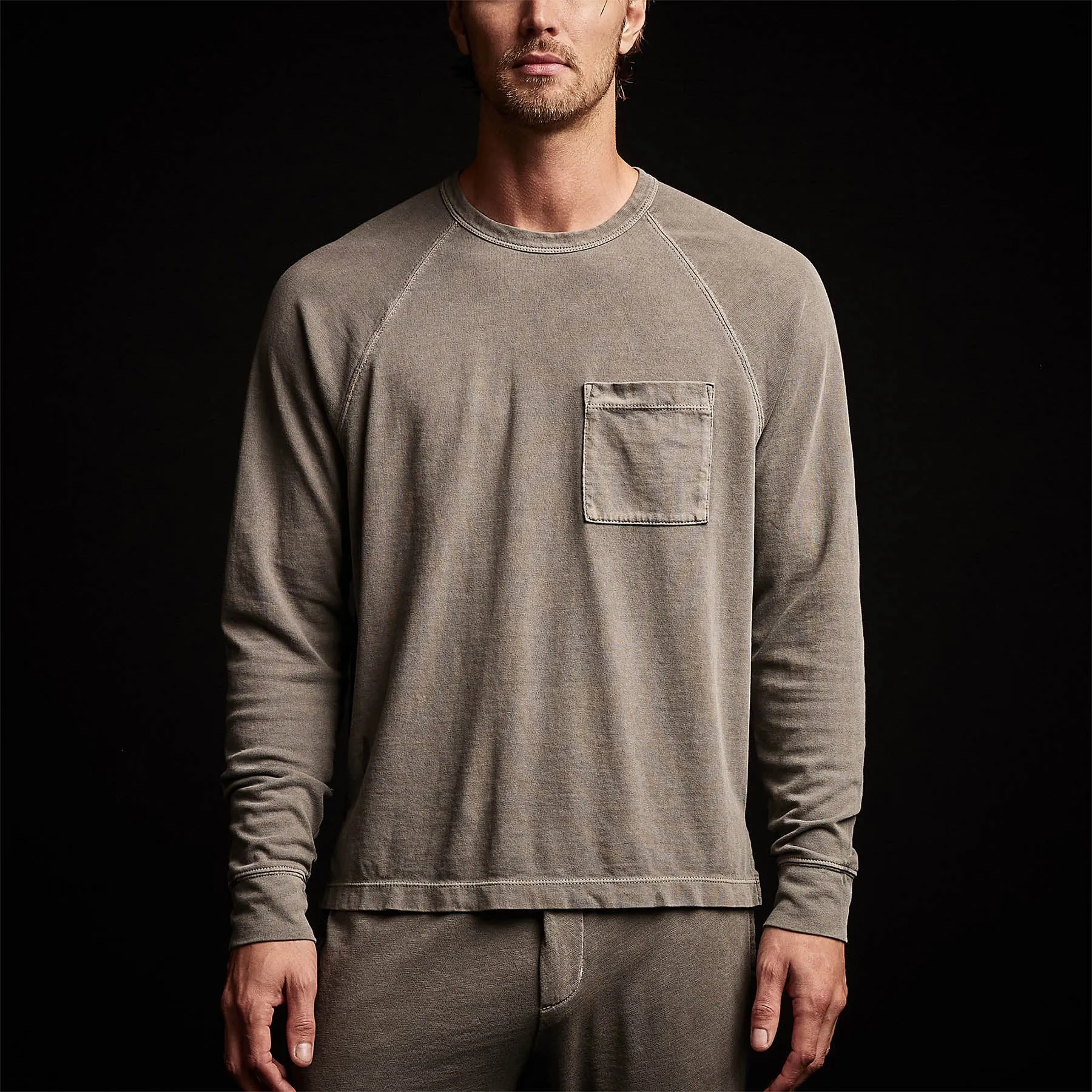 Cotton Jersey Pocket Raglan - Burro Pigment