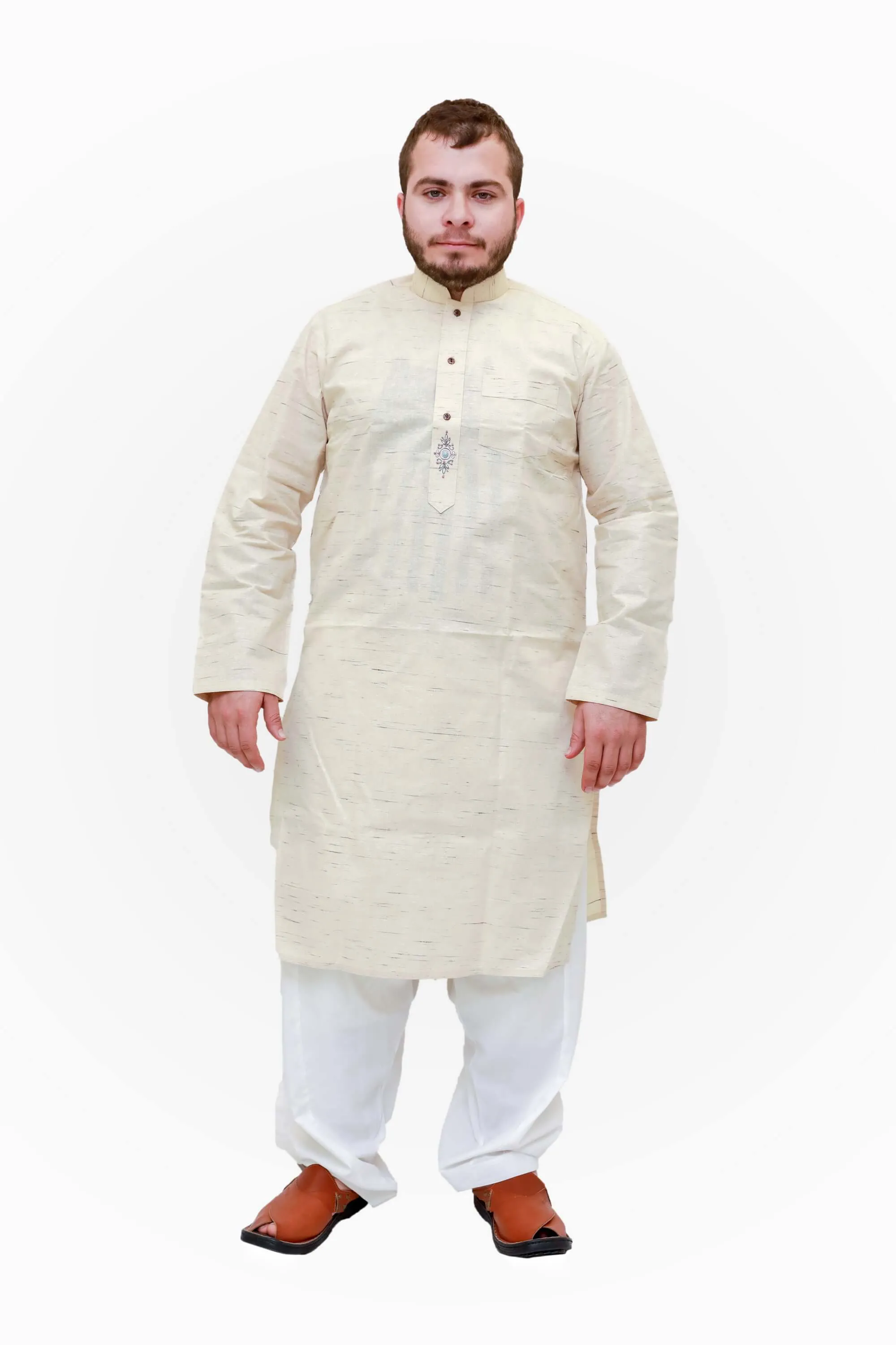 Cotton Shirt with a Silver Embroidery