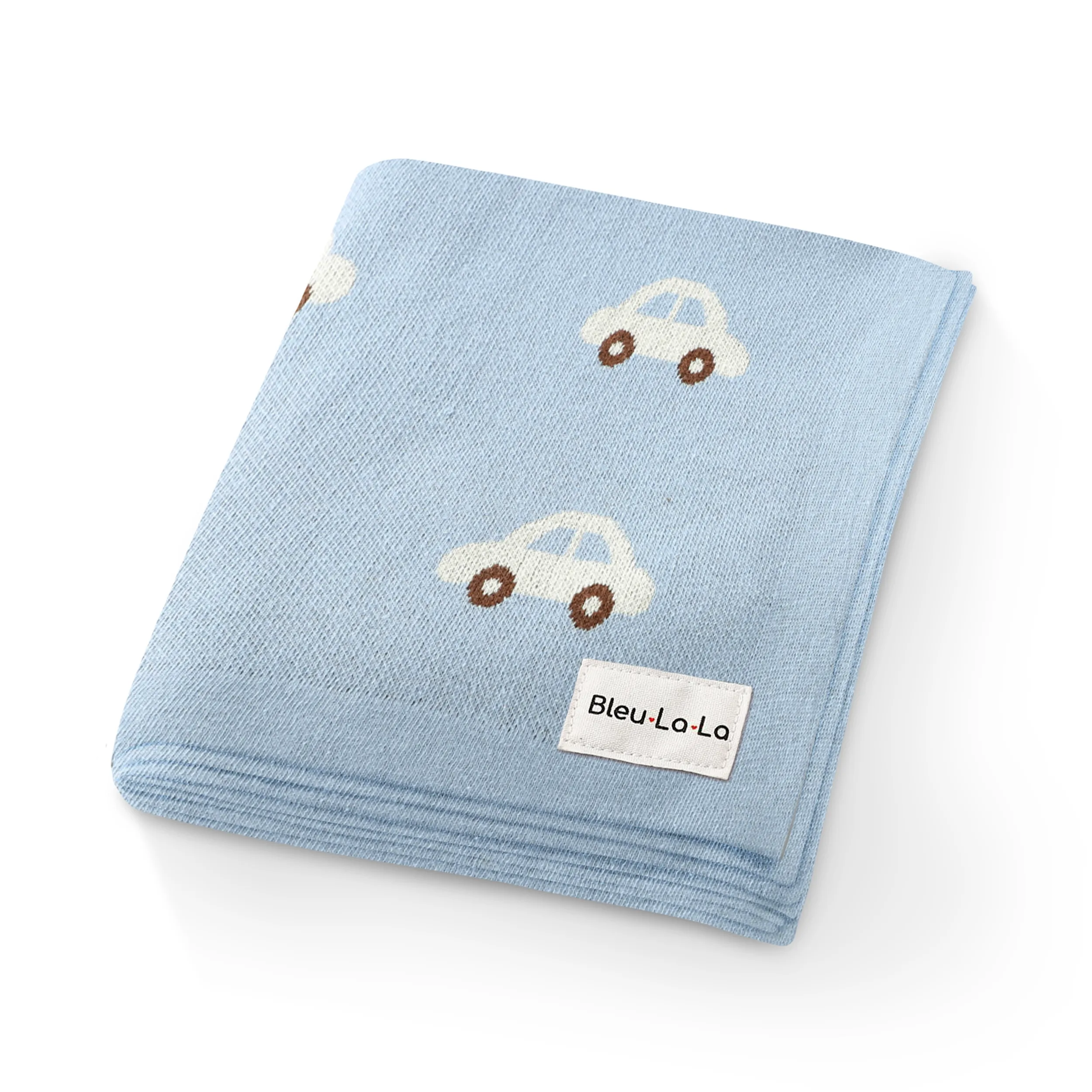 Cotton Swaddle Receiving Baby Blanket - Cars Baby Blue