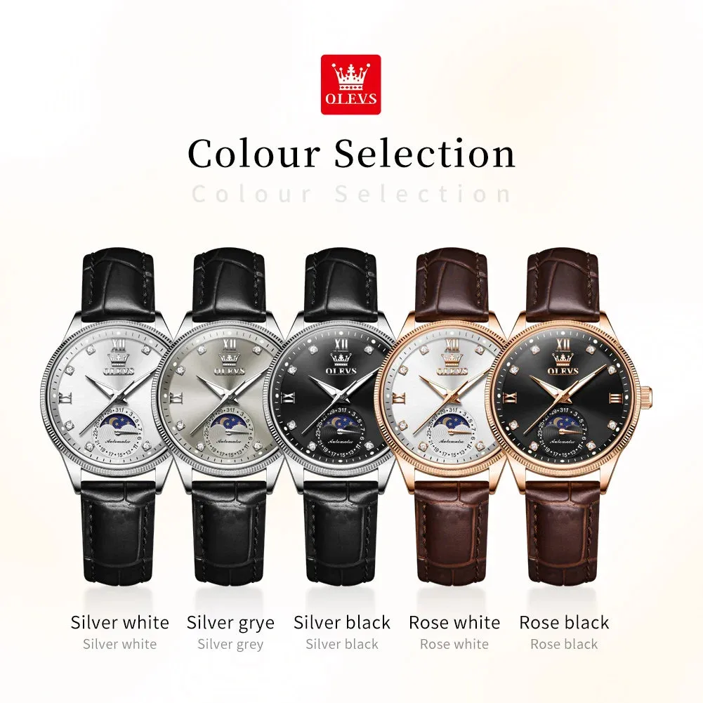 Couple Watches Set - Automatic Moon Phase Waterproof Wristwatches for Him and Her