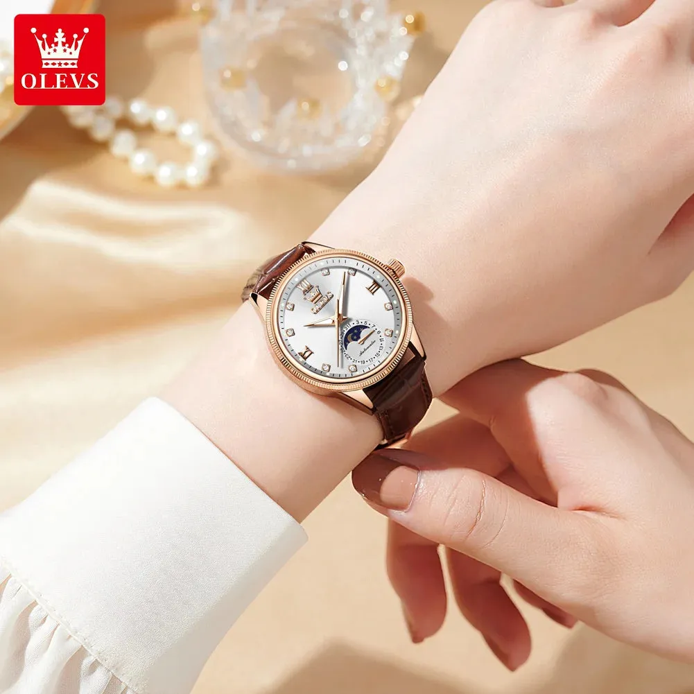 Couple Watches Set - Automatic Moon Phase Waterproof Wristwatches for Him and Her