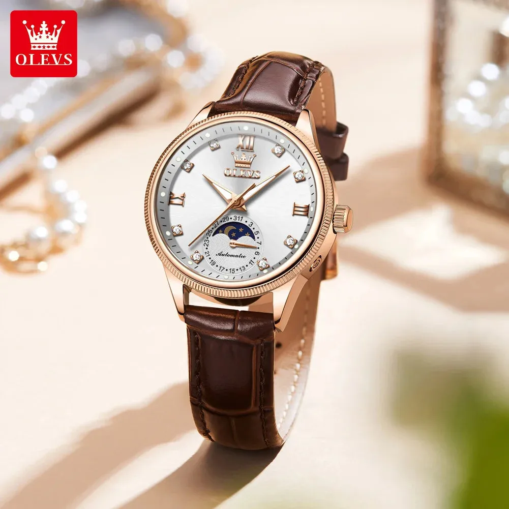 Couple Watches Set - Automatic Moon Phase Waterproof Wristwatches for Him and Her