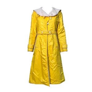 Courreges Hyperbole Early 1970's Yellow Nylon Sherpa Lined Raincoat Dress