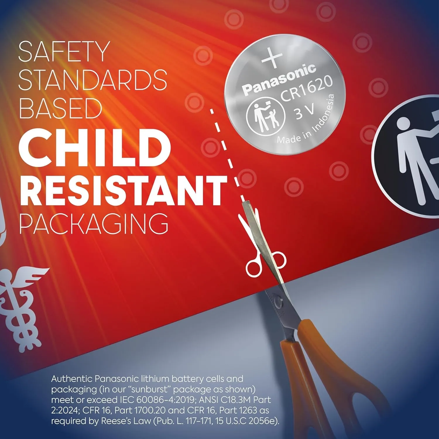 CR1620 3.0 Volt Long Lasting Lithium Coin Cell Batteries in Child Resistant, Standards Based Packaging, 4-Battery Pack