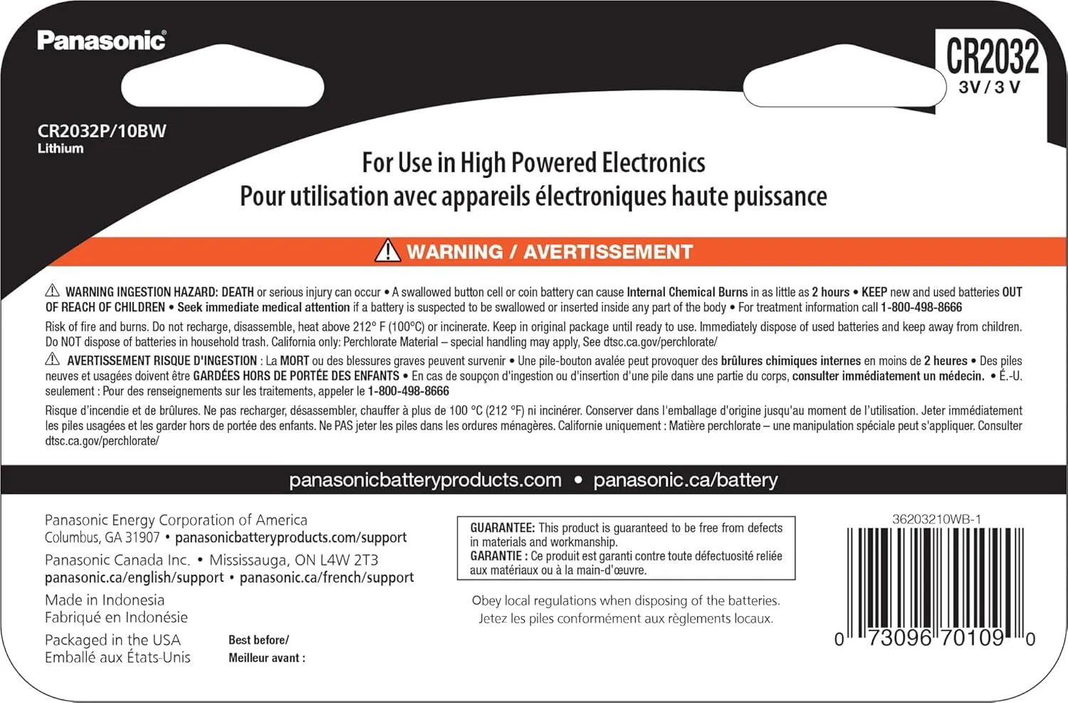 CR2032 3.0 Volt Long Lasting Lithium Coin Cell Batteries in Child Resistant, Standards Based Packaging, 10 Pack