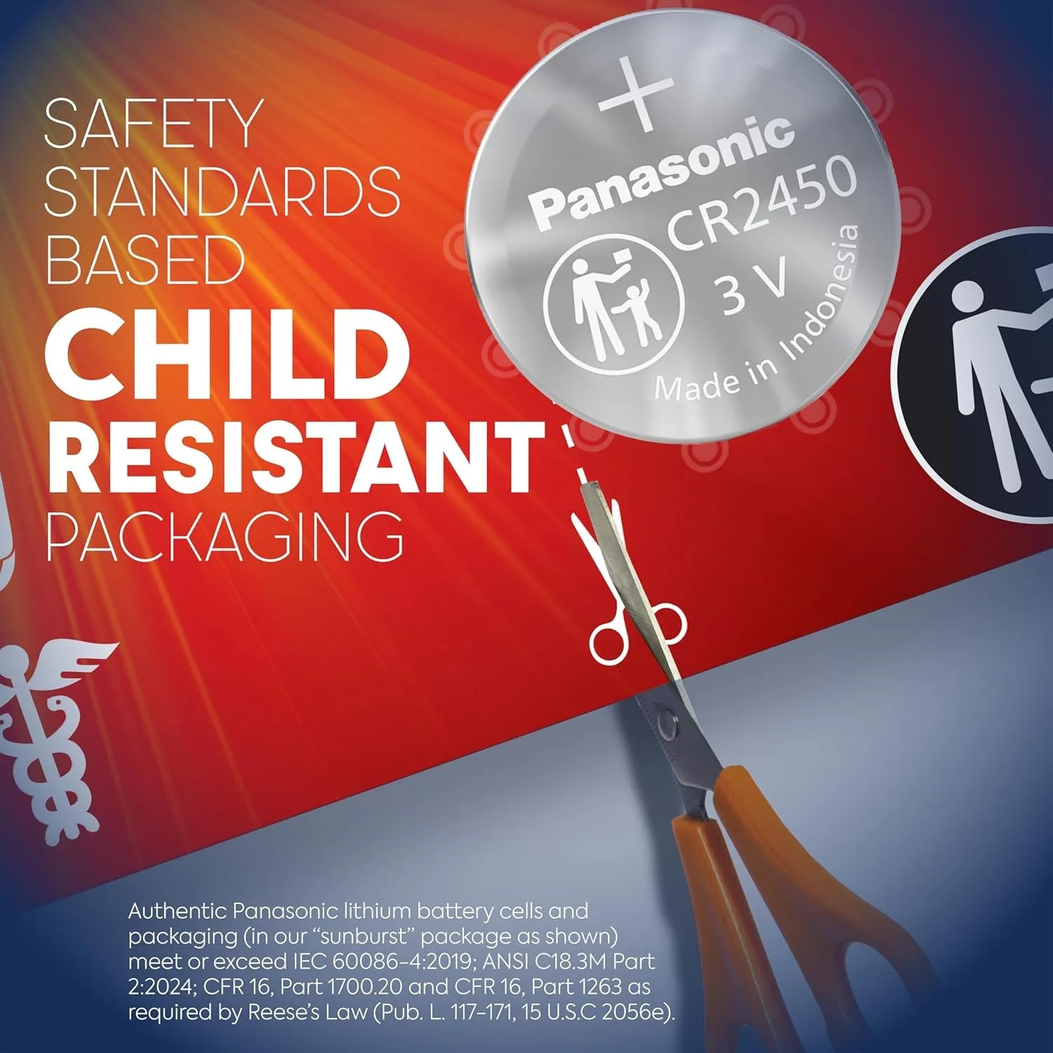 CR2450 3.0 Volt Long Lasting Lithium Coin Cell Batteries in Child Resistant, Standards Based Packaging, 2-Battery Pack