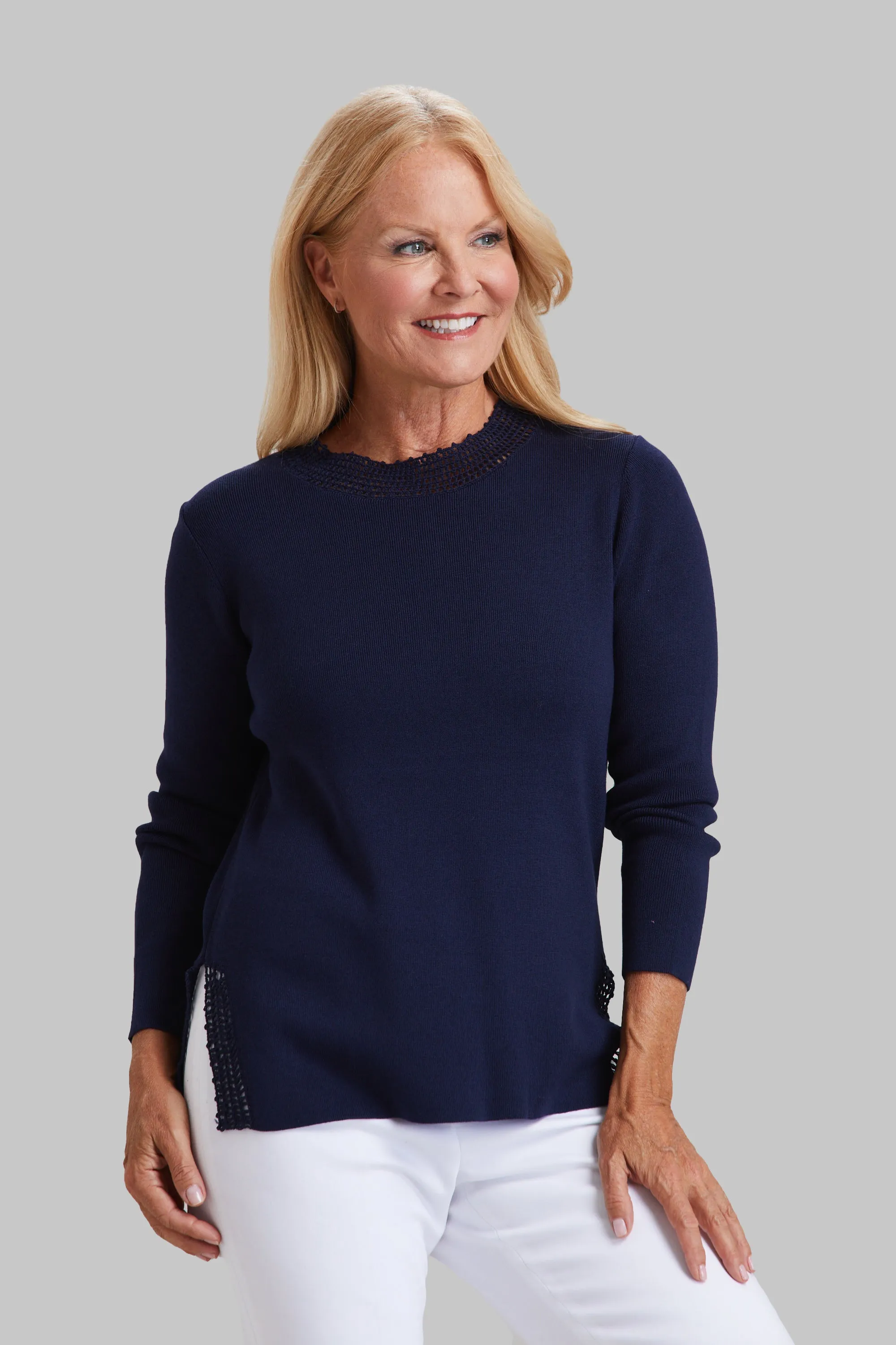 Crochet Detail Crewneck