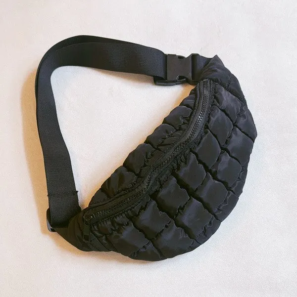 Crossbody Puffy Banana Shape Sling Bag – Quilted Nylon