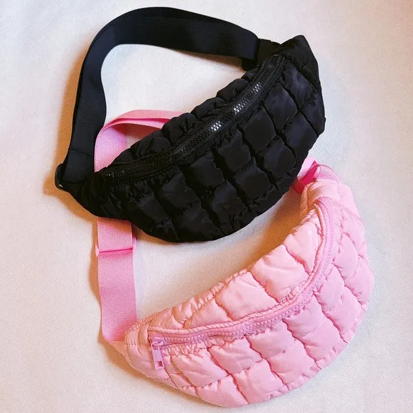Crossbody Puffy Banana Shape Sling Bag – Quilted Nylon