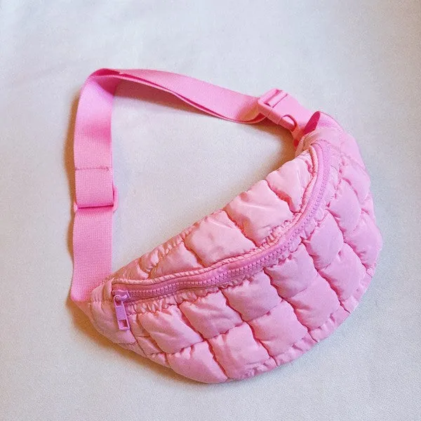 Crossbody Puffy Banana Shape Sling Bag – Quilted Nylon