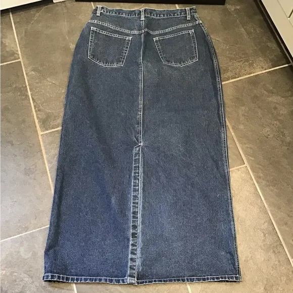 Crossroads Womens Vintage Denim Maxi Jean Skirt Size L Retro Full Length Retro
