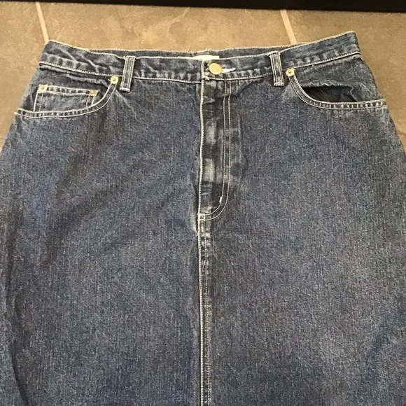Crossroads Womens Vintage Denim Maxi Jean Skirt Size L Retro Full Length Retro