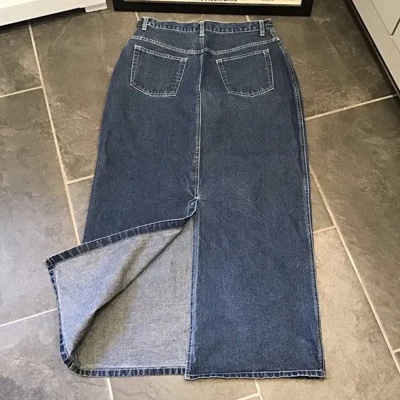 Crossroads Womens Vintage Denim Maxi Jean Skirt Size L Retro Full Length Retro