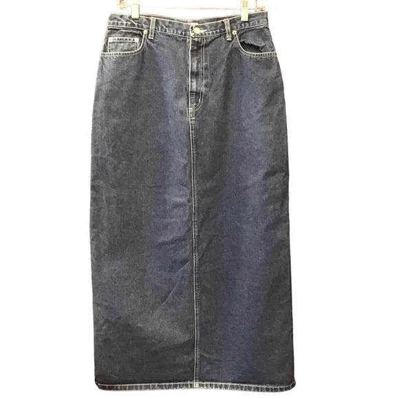 Crossroads Womens Vintage Denim Maxi Jean Skirt Size L Retro Full Length Retro